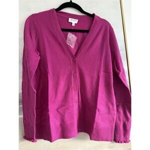 Candace Cameron Bure Surfside Button Front V-Neck Cardigan Fuchsia XXS NEW